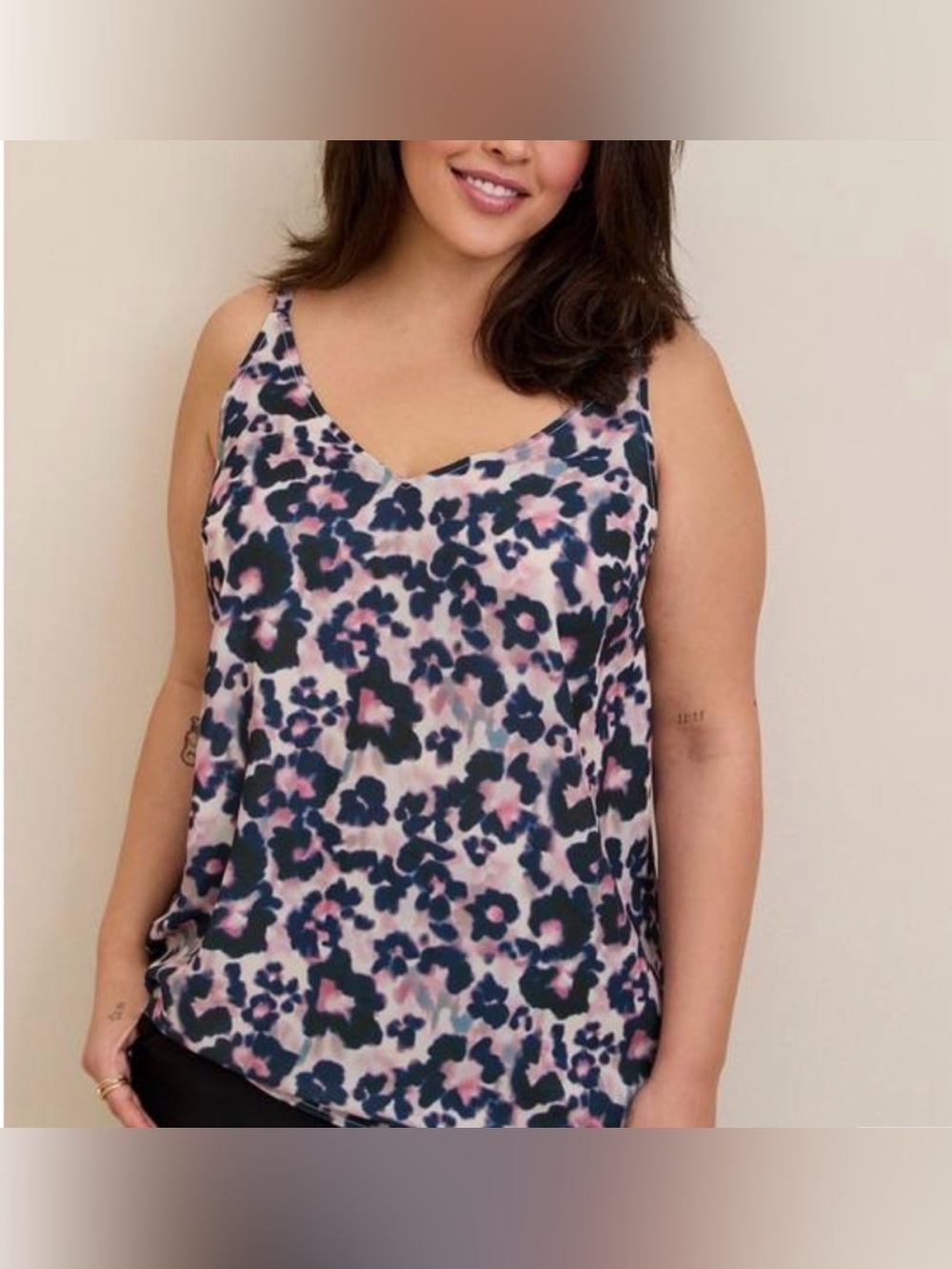 Torrid Georgette V-Neck Cami lightweight, flowy silhouett leopard print 2XL